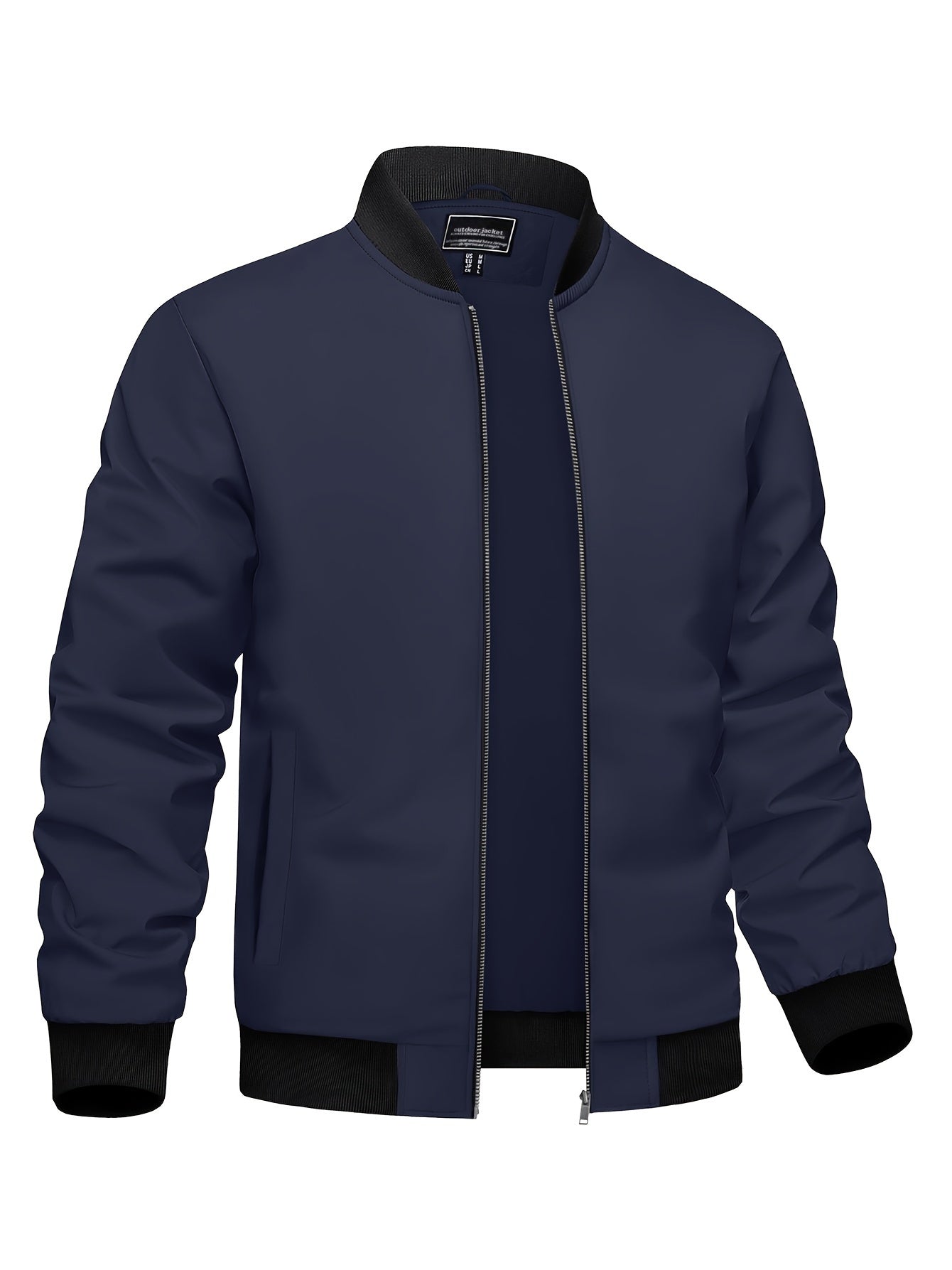 Men's Casual Winter Jacket Polyester Fabric Windproof Water-resistant Classic Style Lightweight Fashion Multi-pocket Design Ribbed Cuffs And Hem Design Comfortable Full-zipper Placket Baseball Jacket Pilot Jacket