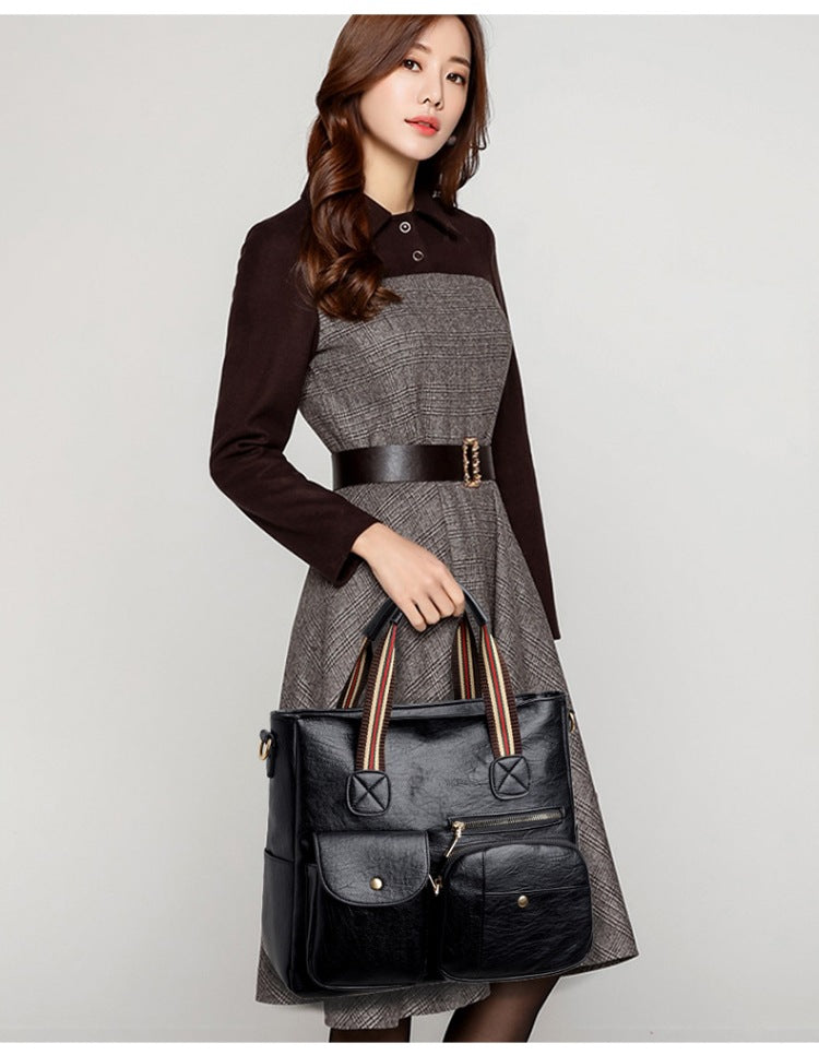 Women's Handbag Women's Shoulder Bag Fashion Purse Vintage Leather Bag Large Capacity Handbag Inclined Shoulder Bag Mom's Bag