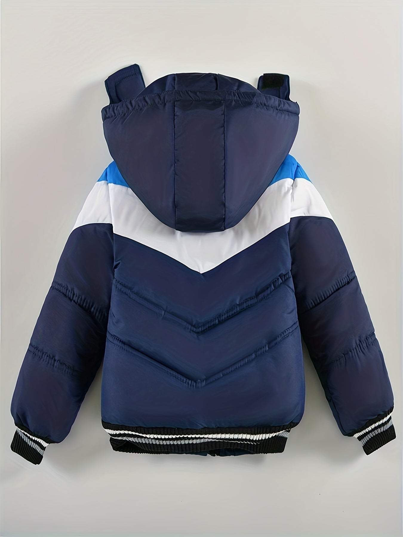 Stylish Blue & White Winter Jacket with "BR" Logo - Warm, Casual, Long-Sleeve Hooded Coat for Fall and Winter, Polyester Filled, Casual Winter Wear | Stylish Winter Jacket | Zippered Jacket