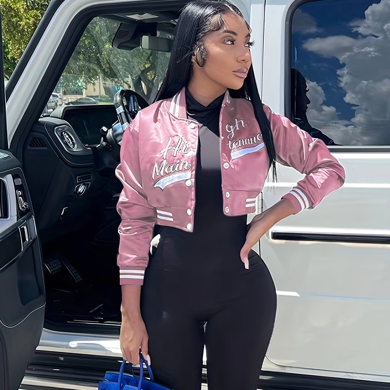 Fashion Long Sleeve Cropped Y2k Casual Sports Jacket, Letter Graphic Striped Jacket, Women's Tops