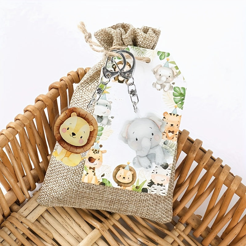 Animal Keychain Set - 5Pcs Cartoon Acrylic Key Rings, Cute Animal Charms for Handbags, Backpacks, Wedding, Birthday Favors - Plastic Keychain Accessories with Various Animal Designs for General Use