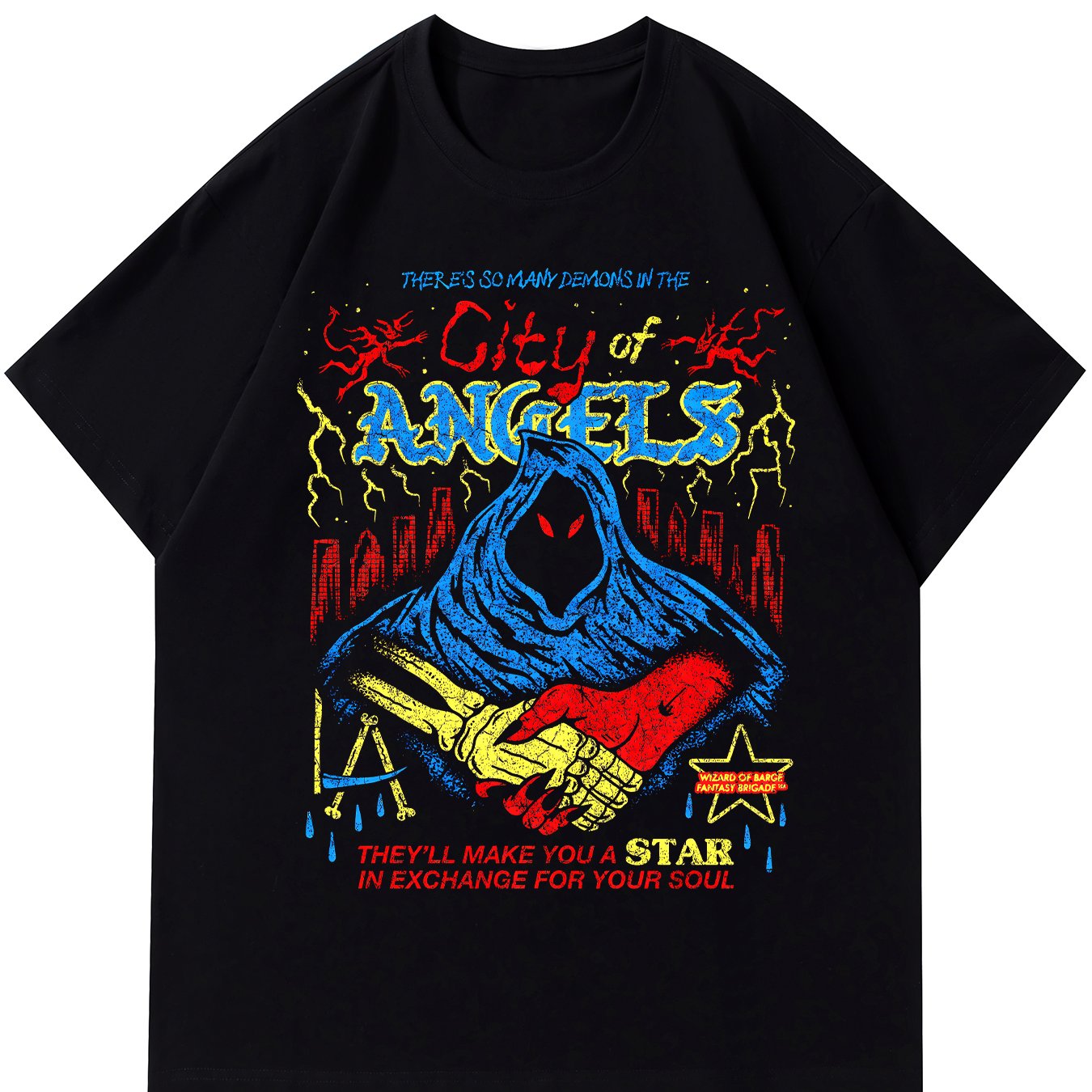 Tees For Men, Wizard Riding Motorcycle Print T Shirt, Casual Short Sleeve Tshirt For Summer Spring Fall, Tops As Gifts