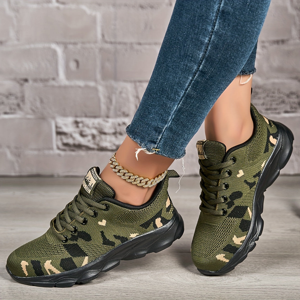 Camouflage Sneakers For Women With Breathable Mesh, Soft Soles, Lightweight And Casual Women's Shoes
