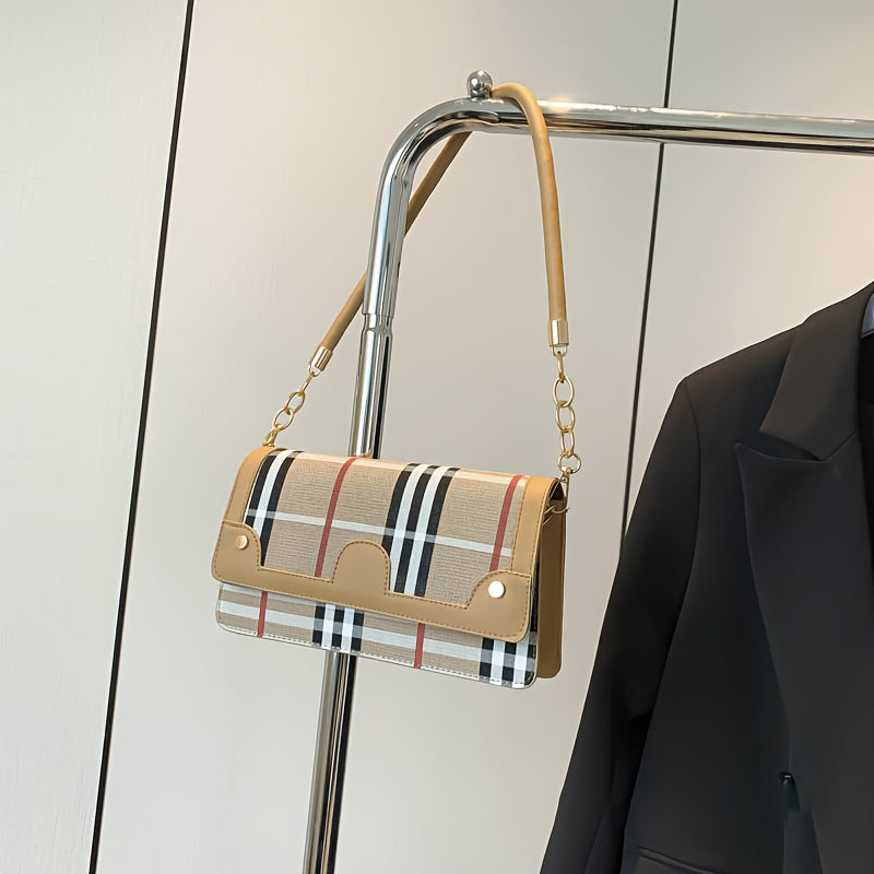 Chic Striped Crossbody Bag For Women - Waterproof Pu Leather With Detachable Strap, Magnetic Closure Crossbody Bags For Women Leather Handbags For Women