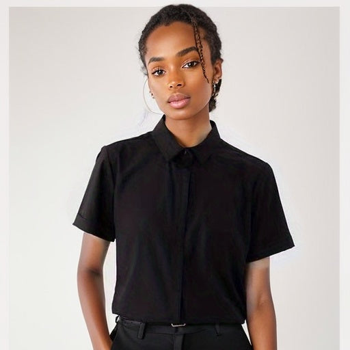 Women's Basic Slim Fit Polo Shirts, Solid Color Casual Short Sleeve Tops