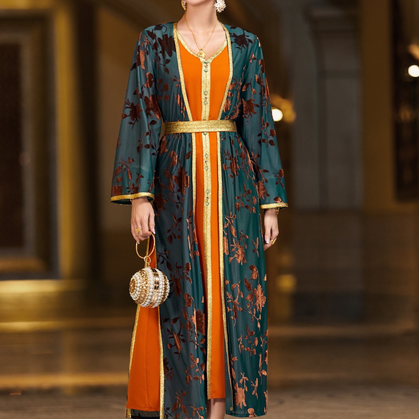 4042 Casual Arab Two-Piece Dress Set