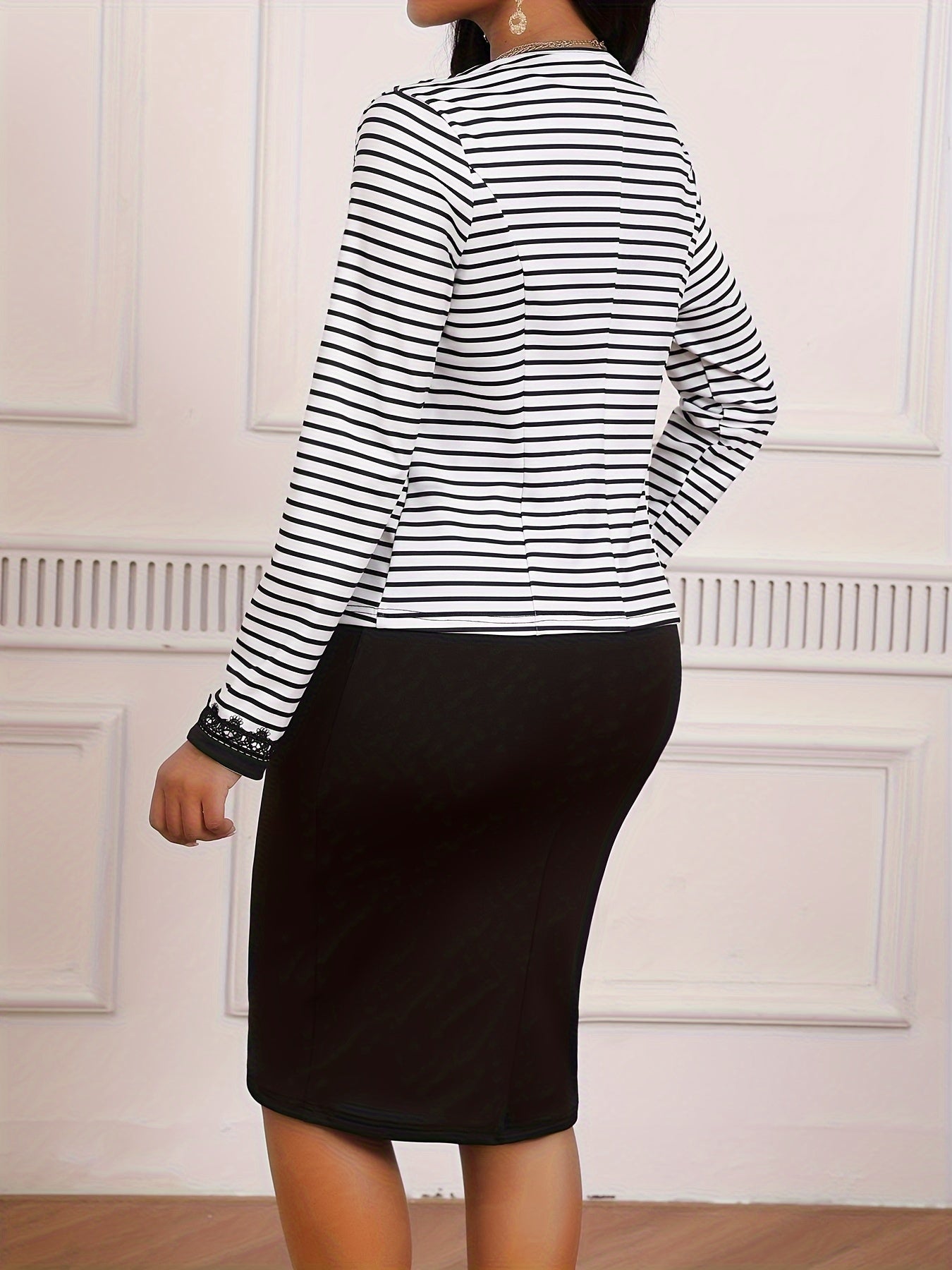 XY584 Fashionable, Elegant, Slimming, Printed and Patchwork Two-piece Dress