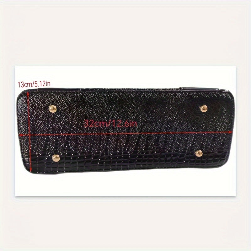 2-Piece Set Crocodile-Embossed PU Leather Handbags, Large Capacity Retro Style Bag, Fashionable Tote & Crossbody Bag For Women With Shoulder Strap