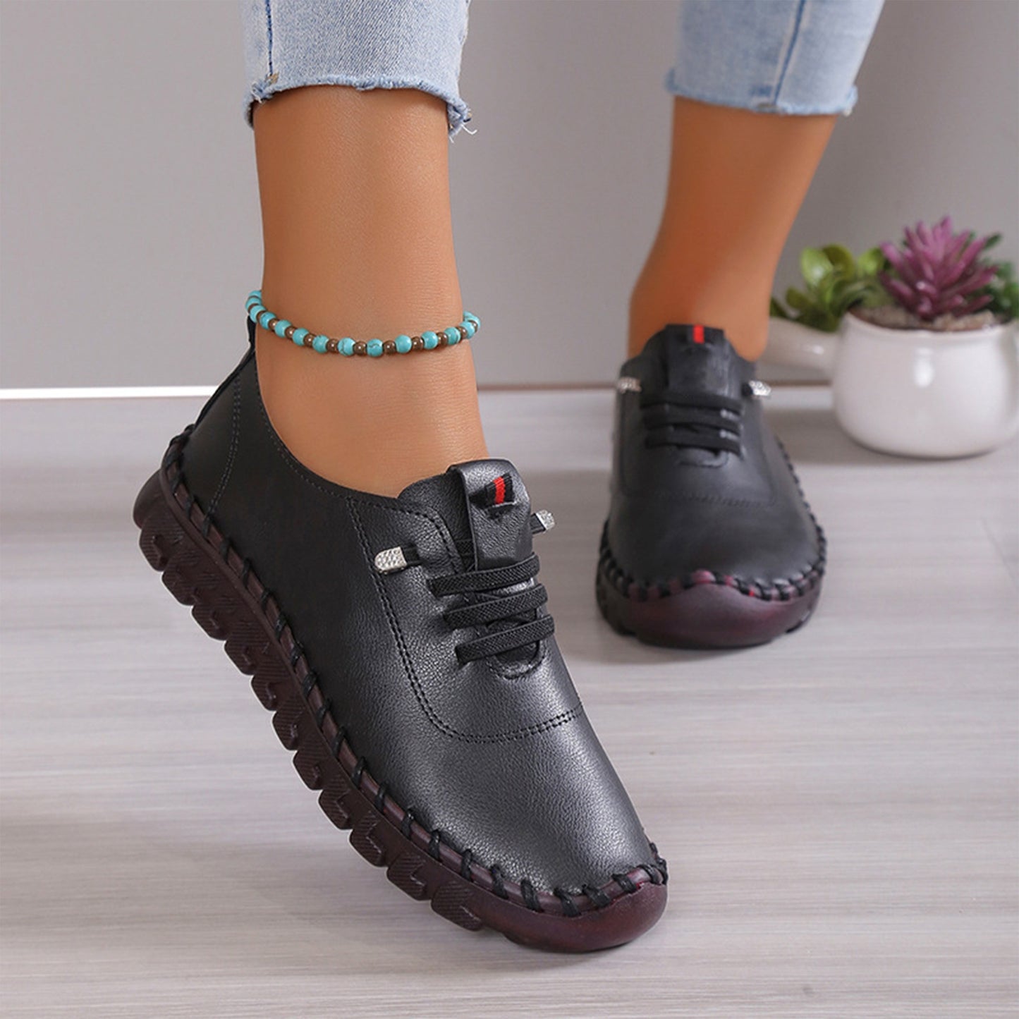 Hand-stitched Shoes Mum Shoes Oxfords Soft Sole Lightweight Comfortable Casual Women's Shoes