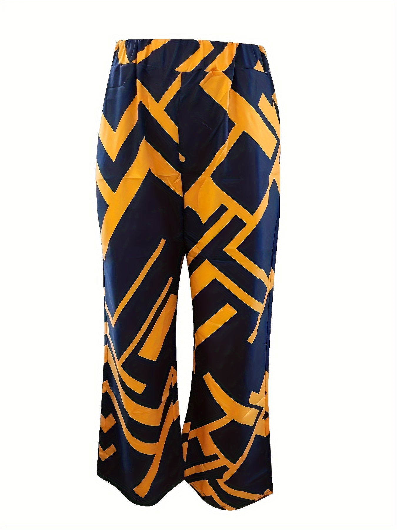 Chic Womens Two-piece Set - Sleeveless Vest Tops with Geo Print Wide Leg Pants - Casual Spring & Fall Outfit for Effortless Style