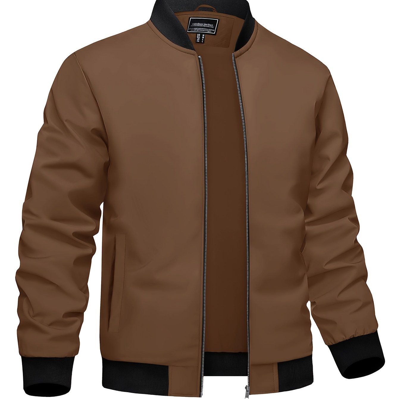 Men's Casual Winter Jacket Polyester Fabric Windproof Water-resistant Classic Style Lightweight Fashion Multi-pocket Design Ribbed Cuffs And Hem Design Comfortable Full-zipper Placket Baseball Jacket Pilot Jacket