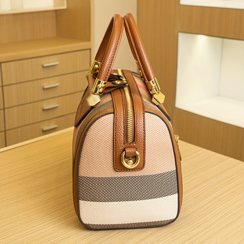 Chic Plaid Pvc Women'S Handbag - Spacious & Lightweight, Luxury Shoulder Bag With Zip Closure For Work And Casual Use Purses And Handbags Purses For Women