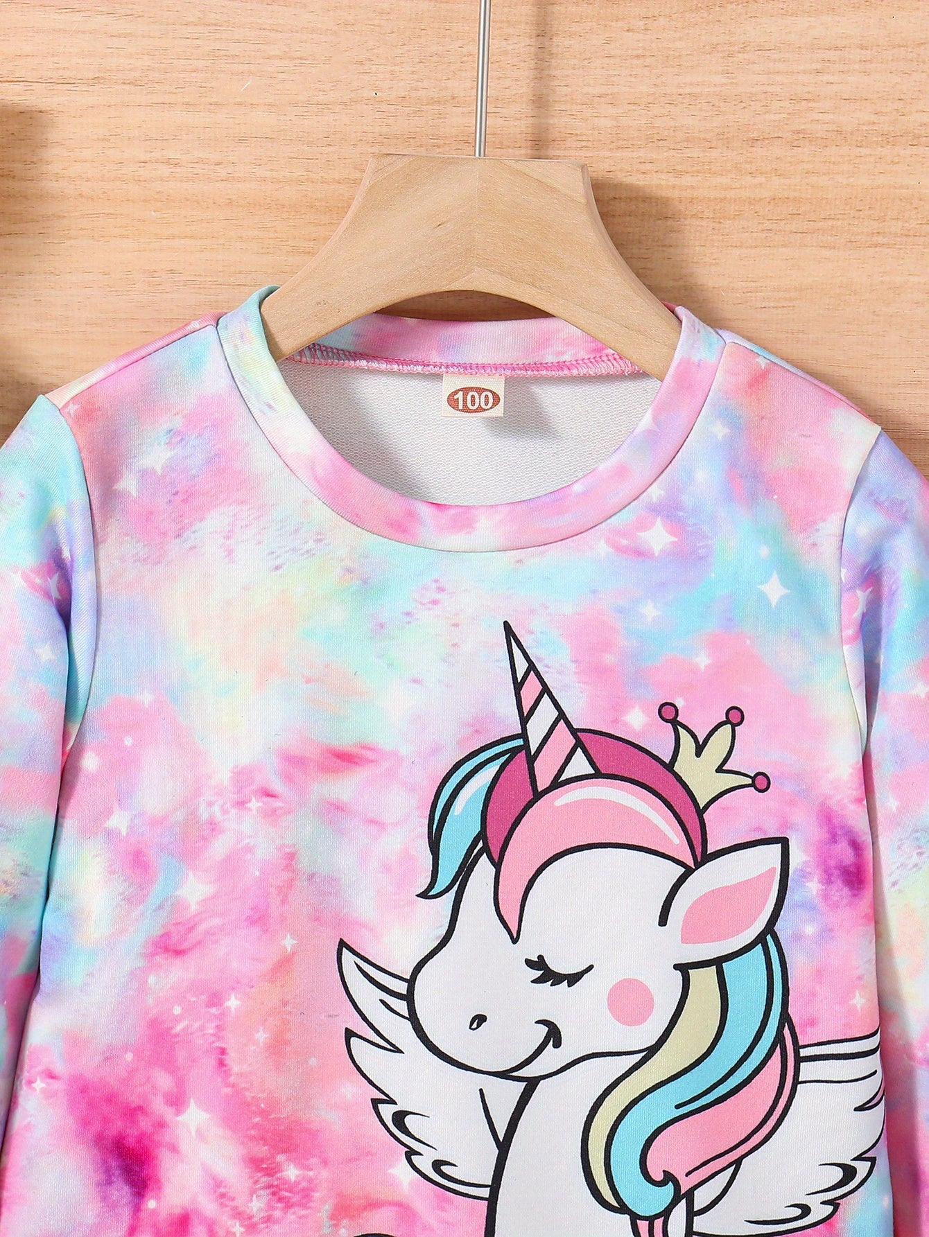Girls Cute Unicorn & Tie Dye Crew Neck Sweatshirt Regular Fit Long Sleeve Shirt Tops Kids Spring/ Fall Clothes