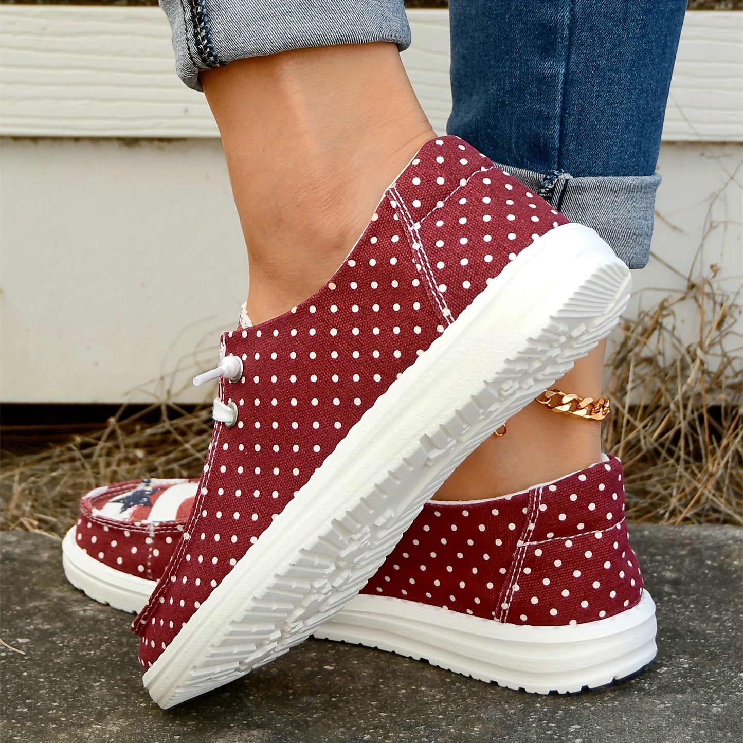 [Comfortable Skateboard Shoes] Summer Independence Day Ladies Soft-Soled Outdoor Skateboard Shoes, Casual Striped Star Low-Top Comfortable Large Women's Shoes