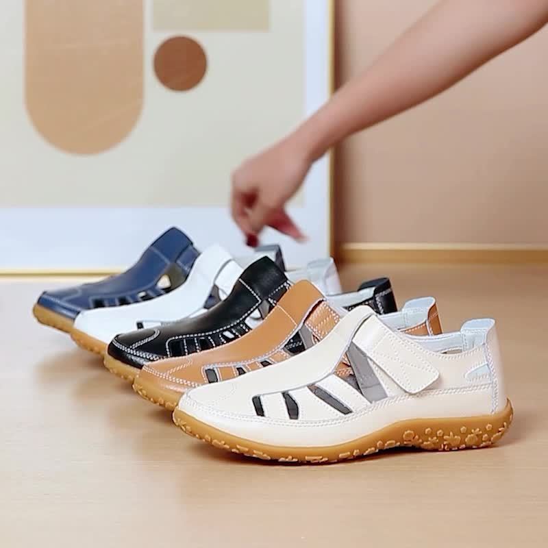 Original Handmade Retro True Synthetic Cover Sandals Comfortable Soft Sole Mom Shoes Magic Tape Casual Women's Shoes