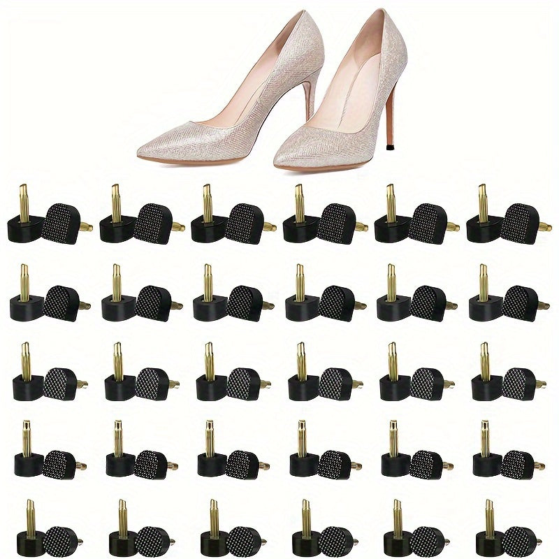[Popular Choice] 15 Pairs Rubber Heel Caps for Women's Shoes, Anti-Slip Heel Protectors with Dowel Lifts, Wedding Heel Care Kit Accessories, Heel Protection Accessories|U-Shaped Heel Caps|Rubber Heel Tips