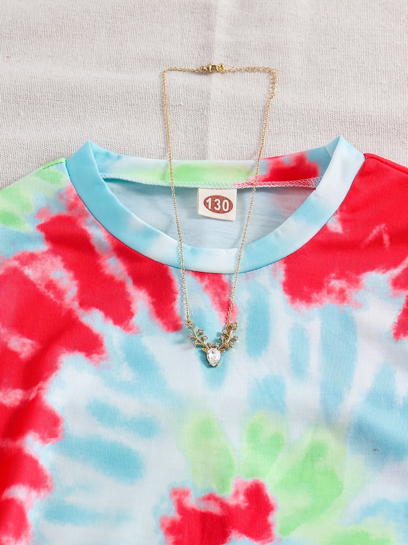 Vibrant Girls' Tie-Dye Graphic Crew Neck T-Shirt - Soft, Lightweight, and Comfortable Fit for Kids - Perfect Summer Tops Clothing for Casual Wear