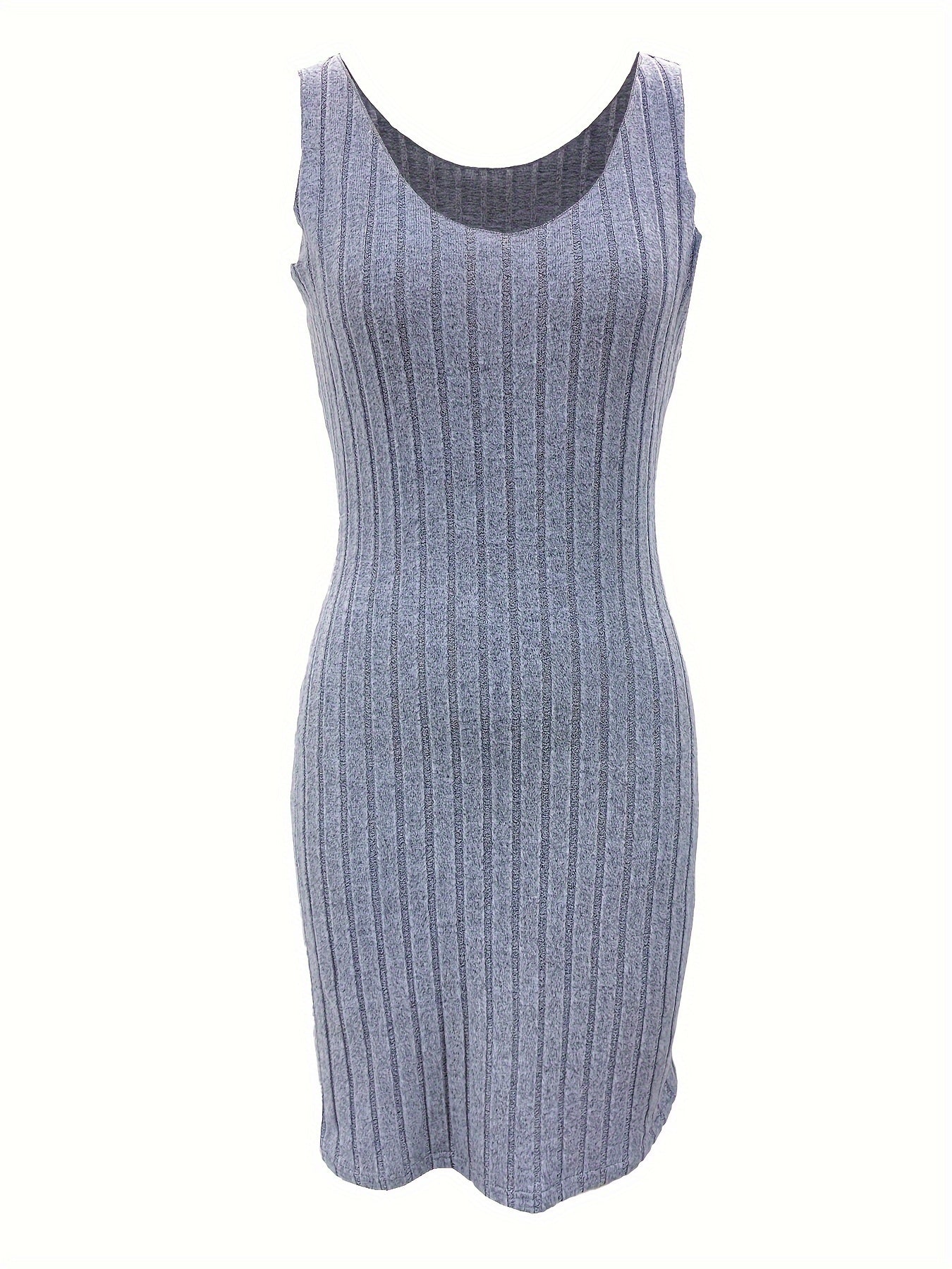 Y2K Solid Two-piece Dress Set, Long Sleeve Crew Neck Sweater & Sleeveless Ribbed Tank Dress Outfits, Women's Clothing