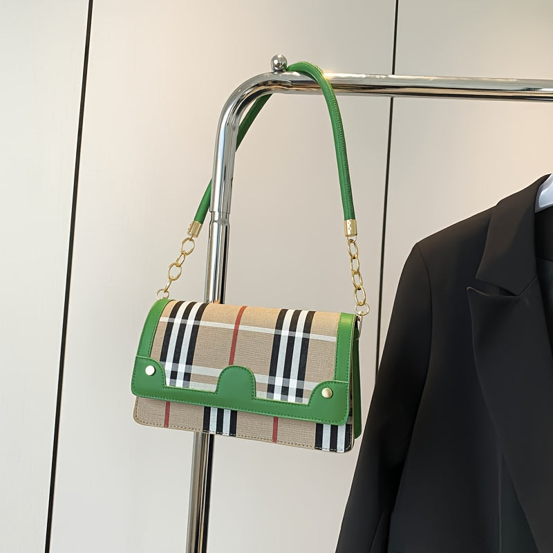 Chic Striped Crossbody Bag For Women - Waterproof Pu Leather With Detachable Strap, Magnetic Closure Crossbody Bags For Women Leather Handbags For Women