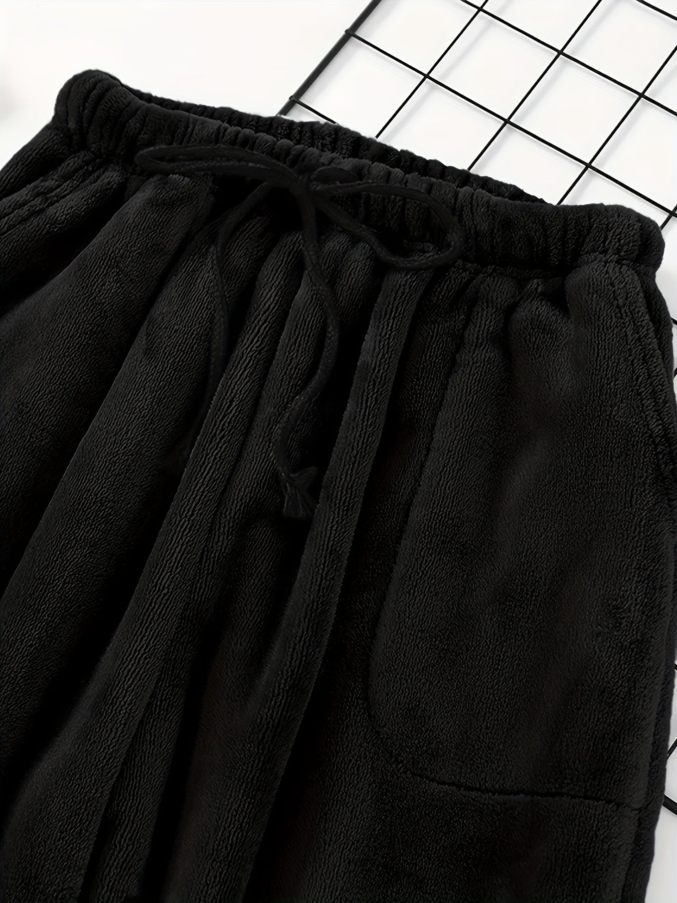 Plus Size Men's Simple Style Casual Pajamas Bottoms Loose Pants, Solid Plush Thickened Warm Pants Home Pajamas Bottom