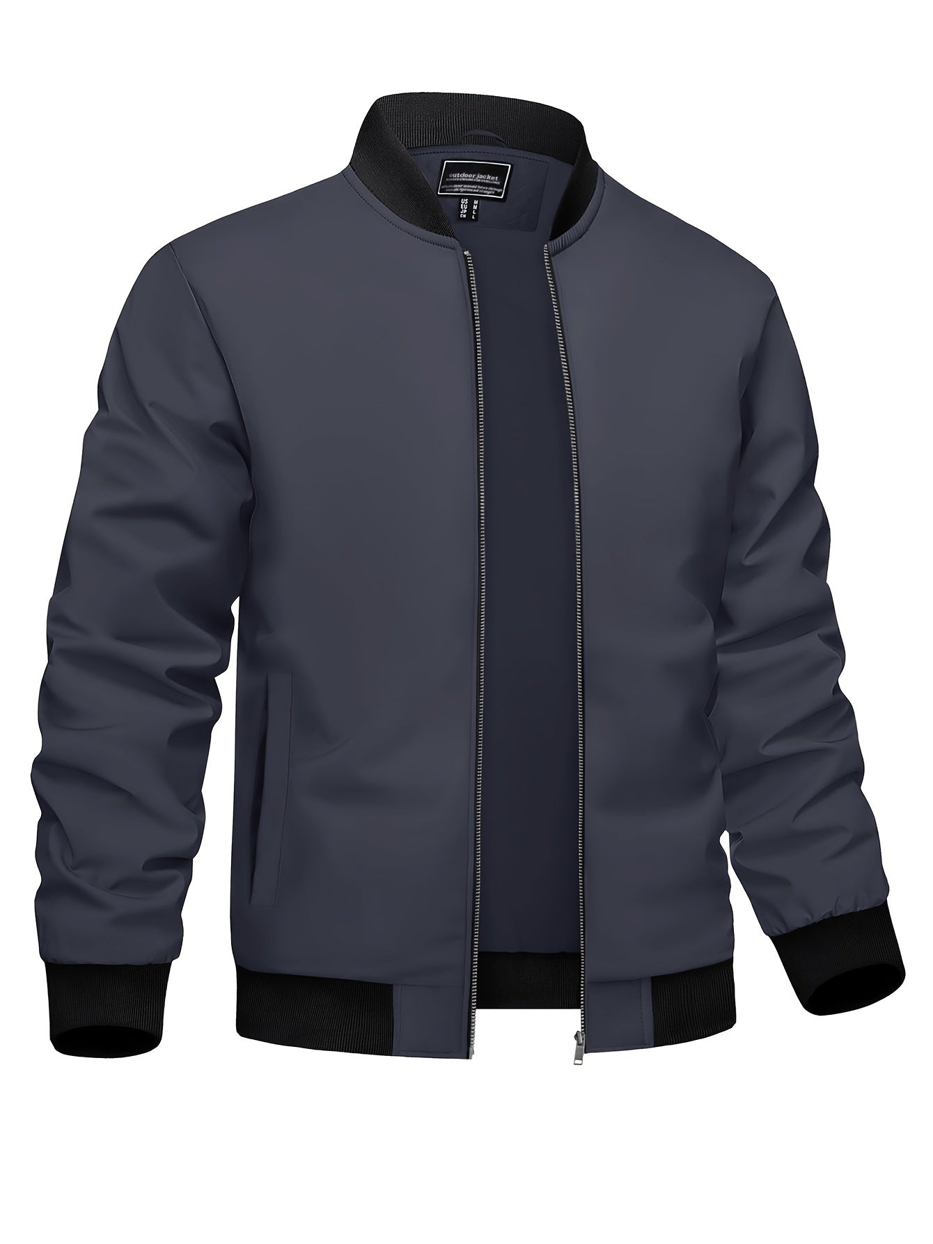 Men's Casual Winter Jacket Polyester Fabric Windproof Water-resistant Classic Style Lightweight Fashion Multi-pocket Design Ribbed Cuffs And Hem Design Comfortable Full-zipper Placket Baseball Jacket Pilot Jacket