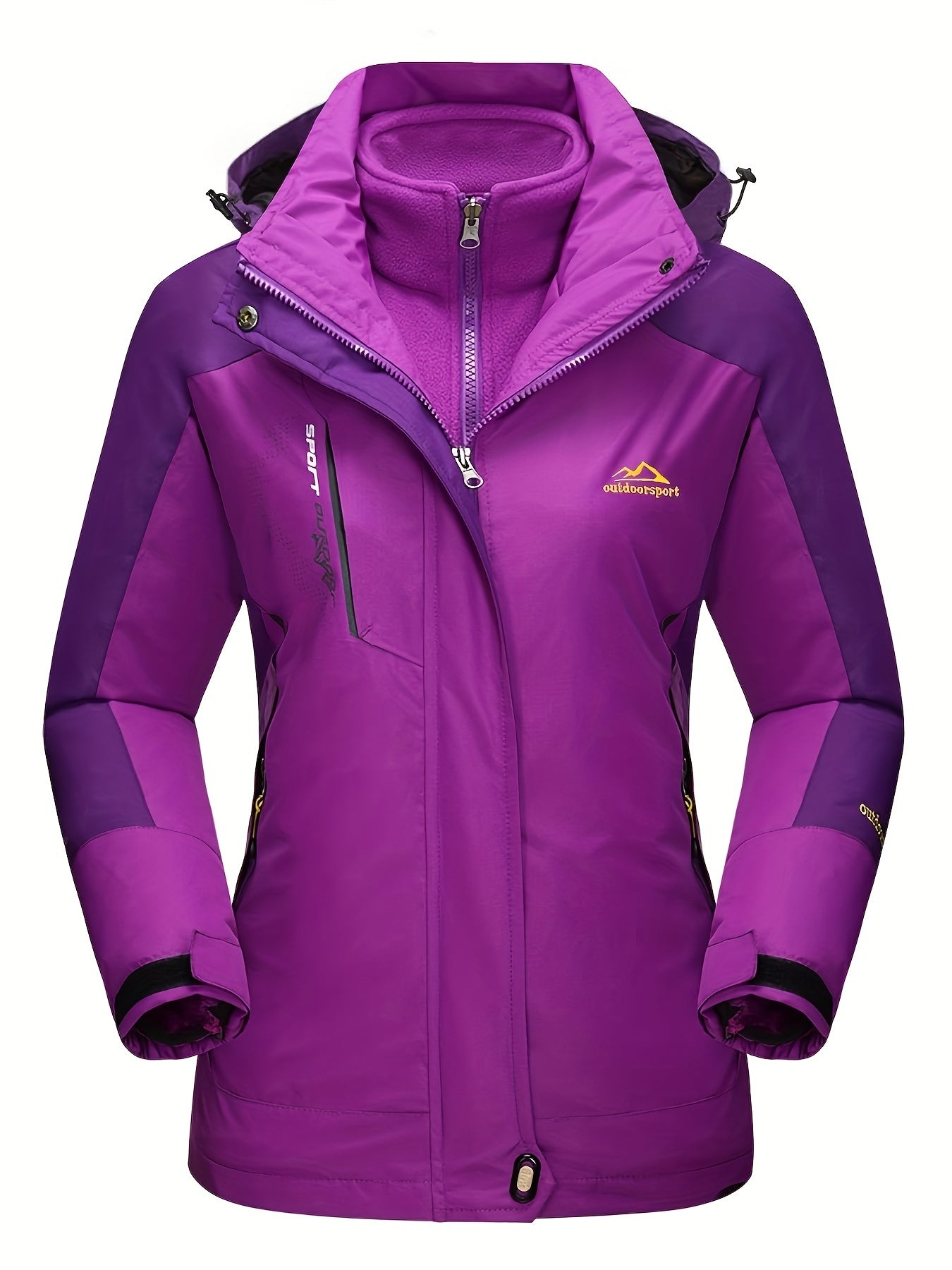 Women's 3-in-1 Winter Coats Snow Ski Jacket Water Resistant Fleece Lined Winter Jacket Parka Windproof Hiking Hooded Coat Multi-pocket Winter Camping Parka Wear Resistant Snowboarding Warm Fleece Jacket