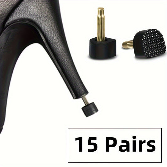 [Popular Choice] 15 Pairs Rubber Heel Caps for Women's Shoes, Anti-Slip Heel Protectors with Dowel Lifts, Wedding Heel Care Kit Accessories, Heel Protection Accessories|U-Shaped Heel Caps|Rubber Heel Tips