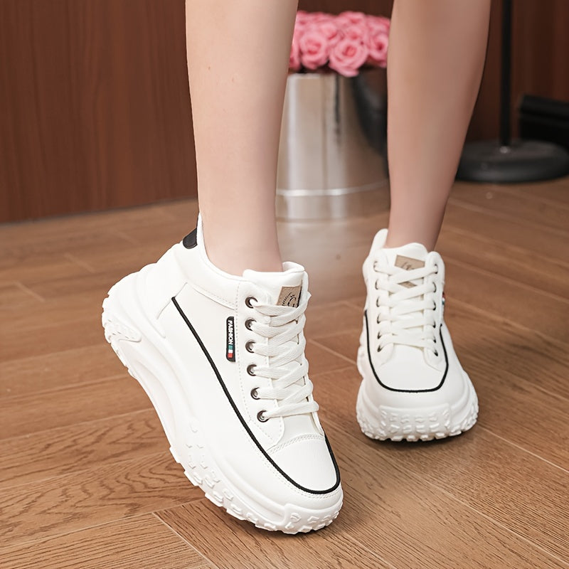 Autumn High Top Shoes Women's New Small White Shoes Casual Women's Shoes Thick Sole Show High Soft Sole Shoes