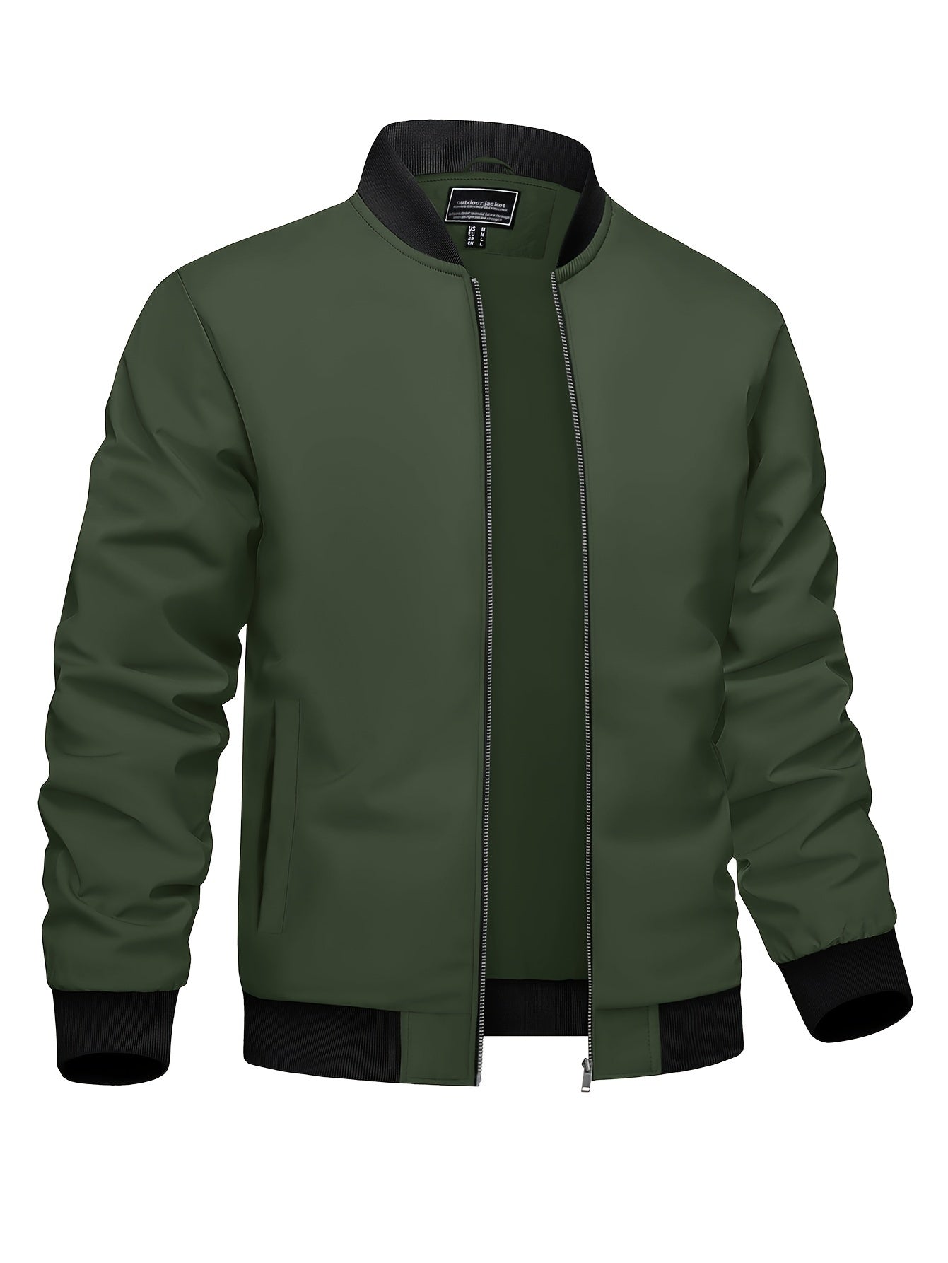 Men's Casual Winter Jacket Polyester Fabric Windproof Water-resistant Classic Style Lightweight Fashion Multi-pocket Design Ribbed Cuffs And Hem Design Comfortable Full-zipper Placket Baseball Jacket Pilot Jacket