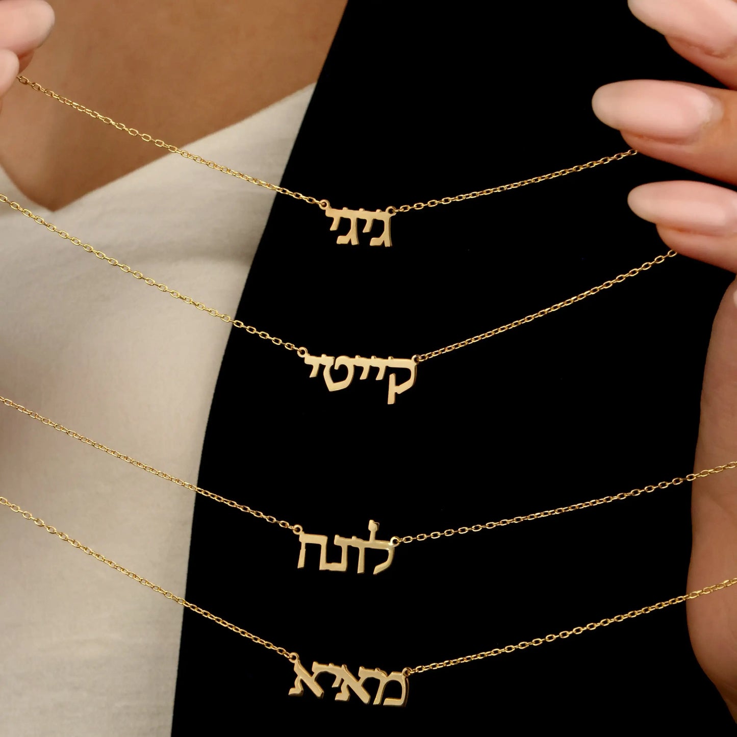 Hebrew Name Necklace Custom Jewish Name Necklace Hebrew Written Gold Necklace Christmas Gift Birthday Gift For Women Jewelry