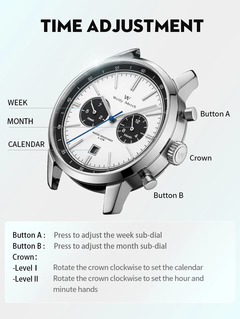 WM Watch Automatic Mechanical Watch Man Business Casual Watches Stainless Steel Sapphire Waterproof For Men Welly Merck 138M-WM