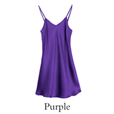 Sleeping dress 100% Real Silk Full slips nighties for women Long Camisole Chemise Bridesmaid mini dress V-Neck