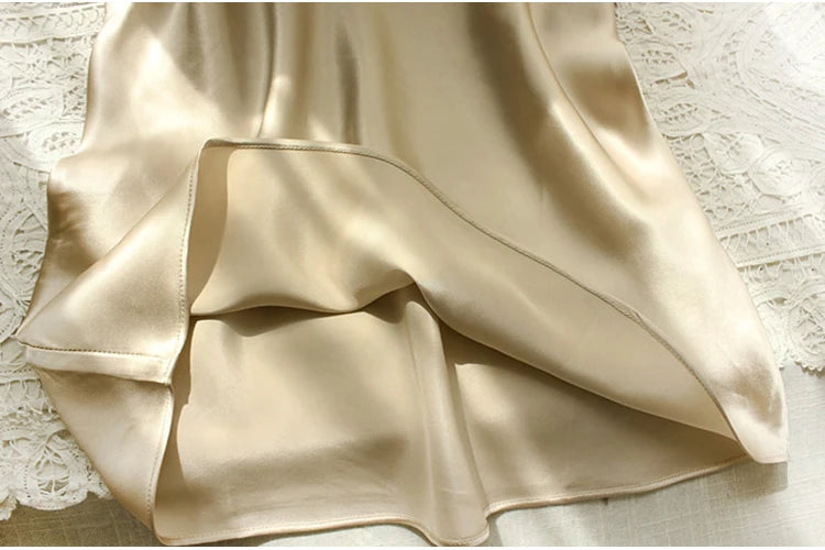 Sleeping dress 100% Real Silk Full slips nighties for women Long Camisole Chemise Bridesmaid mini dress V-Neck