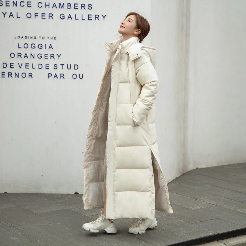 Winter Women Jackets Extra long Parkas Hooded Cotton Padded Female Coat High Quality Warm Outwear Womens Parka Winter Coats