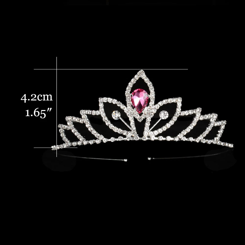 Princess Children's Tiara Red Bride Crown Floral Wedding Bridal Hair Accesories Golden Hair Jewelry Headdress