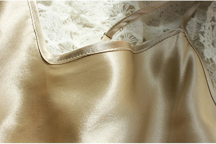 Sleeping dress 100% Real Silk Full slips nighties for women Long Camisole Chemise Bridesmaid mini dress V-Neck