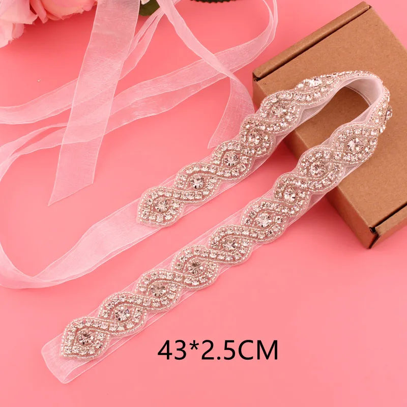 Crystal bridal belt with ribbons, handmade silver wedding belt, cookie patient belt for wedding evening dresses