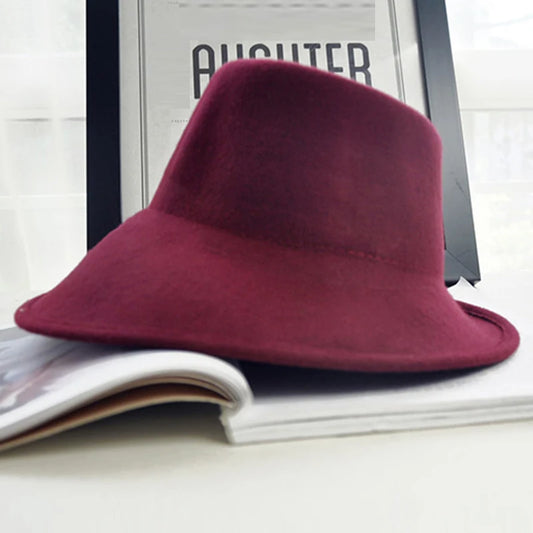 Elegant Women Felt Hat Ladies Winter Hats Wide Brim Fedora Special Tilt Asymmetrical Brim Wedding Church Party Hat Millinery Hat
