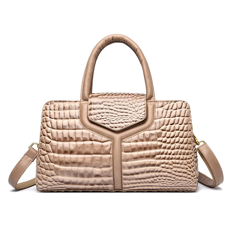High Quality Designer Crocodile Pattern PU Leather Shoulder Bag for Women Fashion Top Handle Satchel Tote Handbag for Lady