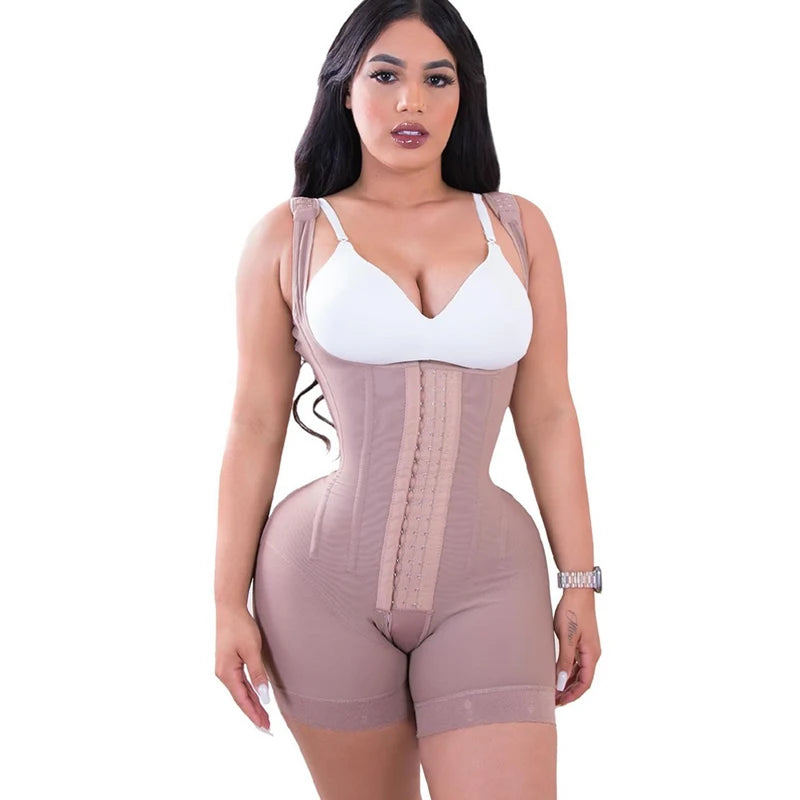 Women's  A Comfy Shaping Jumpsuit Flatten Abdomen Waist and Hips Zip Front Closure Shapewear Firm Tummy Compression Butt Lifter