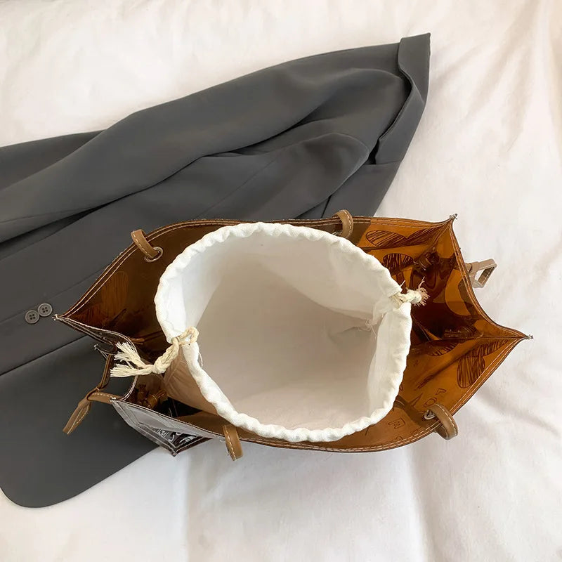 Fashionable New Ladies' Handbag Young Lady Large Transparent Tote Bag for Girls