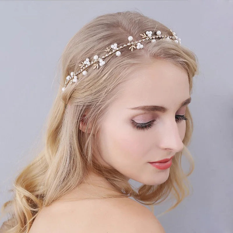 Headbands Bride Headpiece Tiaras Fashion Hair Jewelry Crystal Pearl Flower Bridal Wedding Hair Accessories For Women