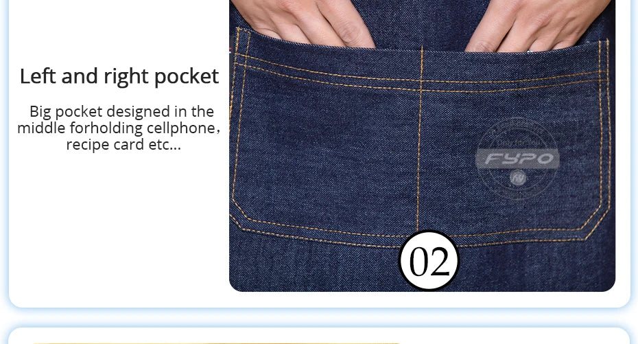 Unisex Simple Denim Apron Kitchen Accessory Sleeveless Apron Cooking Restaurant Barista Work Apron Durable Sanitary Baking Apron