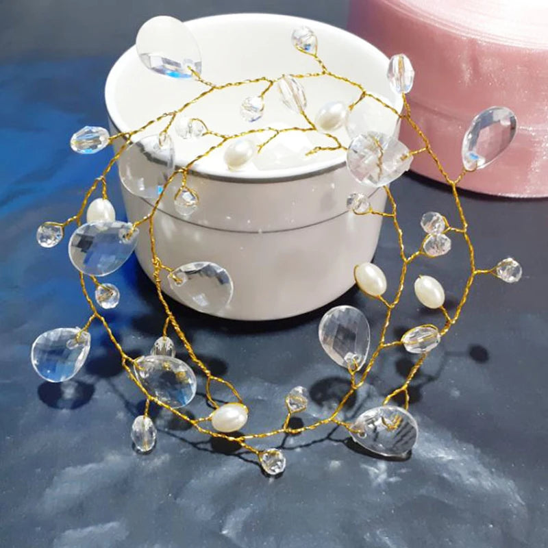 Headbands Bride Headpiece Tiaras Fashion Hair Jewelry Crystal Pearl Flower Bridal Wedding Hair Accessories For Women