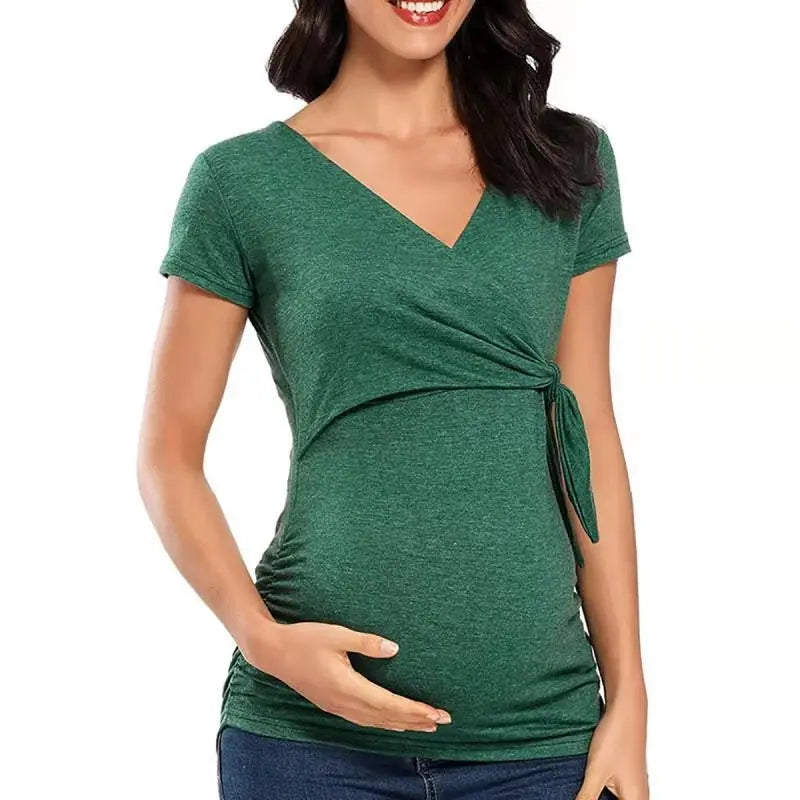 Maternity Wear T-shirt Shirt Maternity Wear Spring and Autumn Tops Breastfeeding V-neck Sexy Tops Pregnant Women Breastfeeding