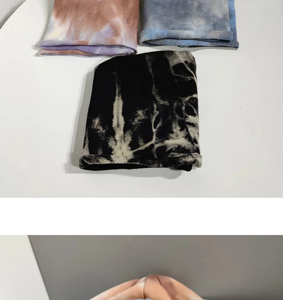 2021 Winter Hats for Women Beanies Tie-dyed cotton pullover cap Cool Hat Girls Autumn Female Beanie Warm Bonnet Cap Wholesale