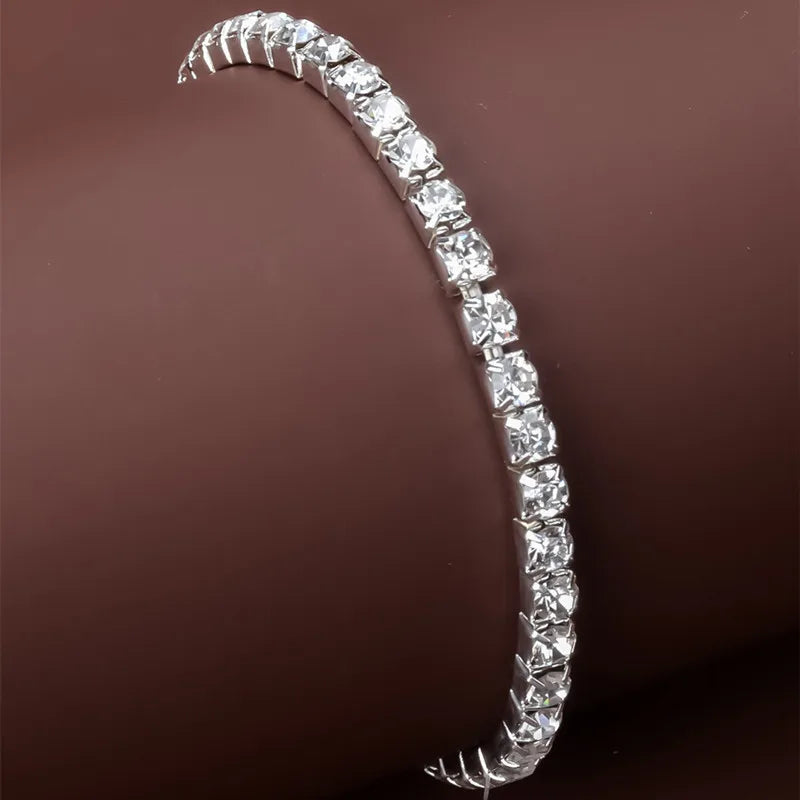 Women Crystal Bangles Rhinestone Elastic Round Bracelets for Female Gold Color Wrist Accessories Fashion Wedding Jewelry