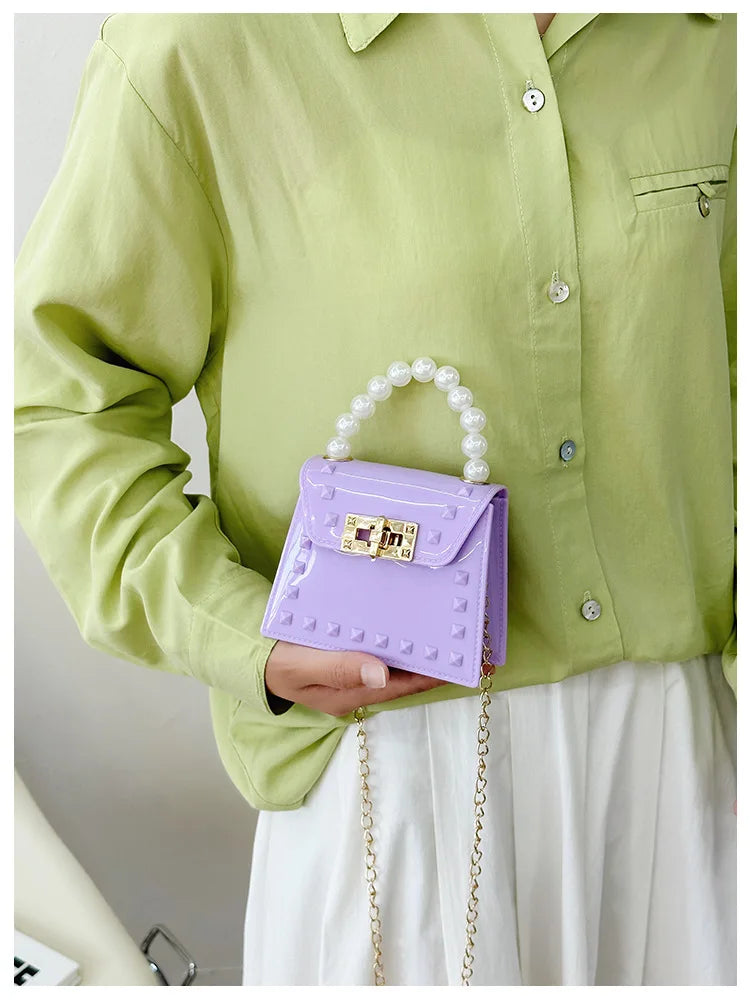 New Summer Fashion Handbag for Young Ladies Small Crossbody Bag with Pearl Chain