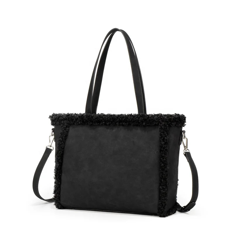 Wholesale Custom logo Winter Bag 2025 Handbags Women Tote Bag Leather Ladies Hand Bags with Plush