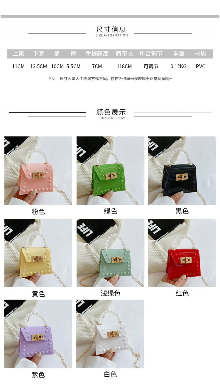 New Summer Fashion Handbag for Young Ladies Small Crossbody Bag with Pearl Chain
